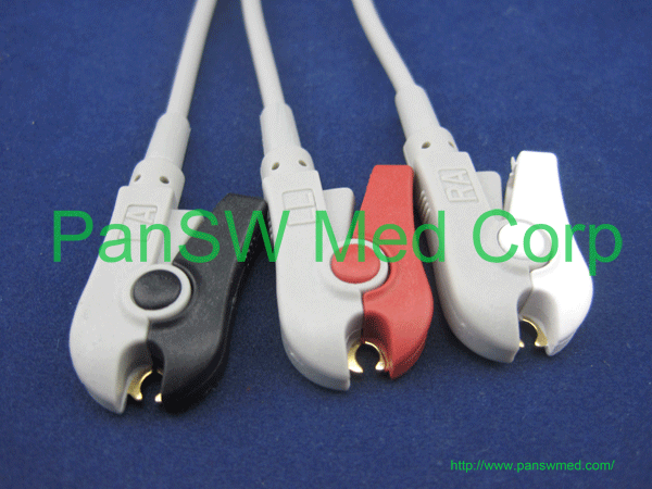 one piece 3-lead ECG cable with leadwire