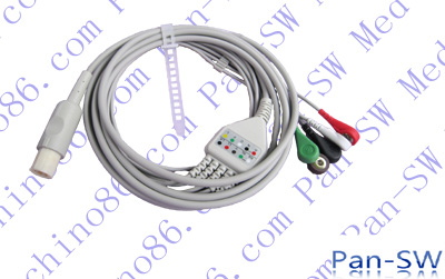 Hellige One Piece Five Lead ECG Cable With Leadwire - PanswMed