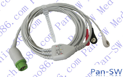 Kontron One Piece Three Lead ECG Cable With Leadwire – PanswMed