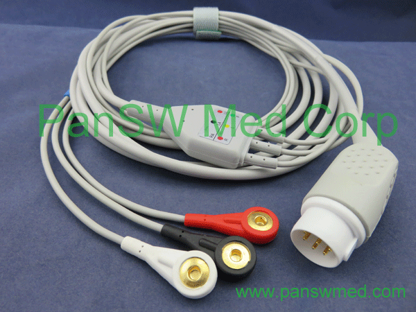 Compatible HP M1733A M1735A 3-lead defibrillation patient monitor ECG cable withleadwire