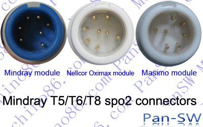 Compatible Mindray BeneView T SpO₂ Extension Cable 0010-20-42710 - Mindray T5 T6 T8 SpO₂ sensor connectors comparison