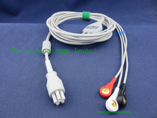 Colin Bp 88s ECG Cable 3 Leads Snap AHA – PanswMed