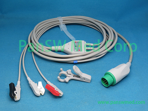 Compatible BLT Biolight M 7000 M 8000 ECG cable 3leads AHA Grabber – PanswMed
