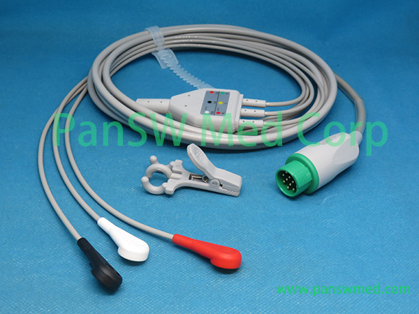 Compatible BLT Biolight M 7000 M 8000 ECG cable 3leads AHA Snap – PanswMed