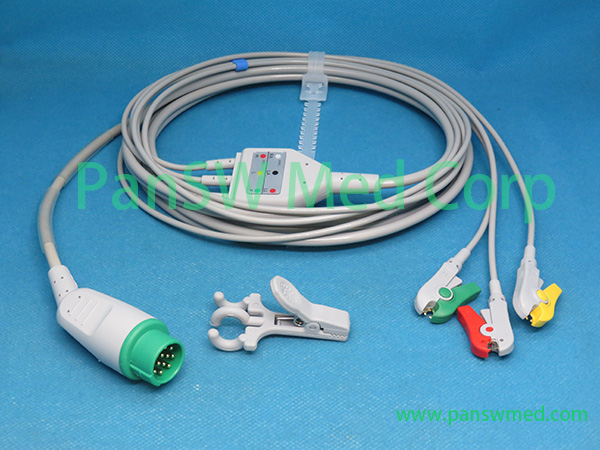 Compatible BLT Biolight M 7000 M 8000 ECG cable 3leads IEC Grabber – PanswMed