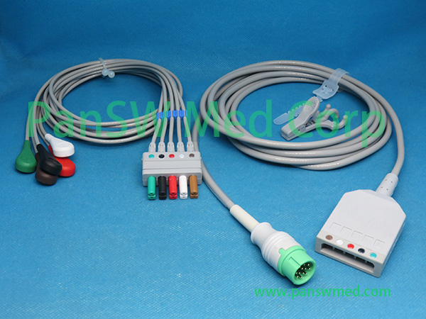 Compatible Biolight M 10 M 12 Patient Monitor ECG Trunk 5leads AHA Snap – PanswMed