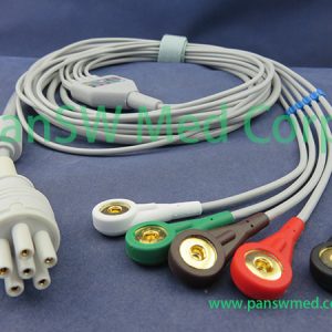 Compatible Colin BP 510S ECG cable 5leads AHA Snap – PanswMed