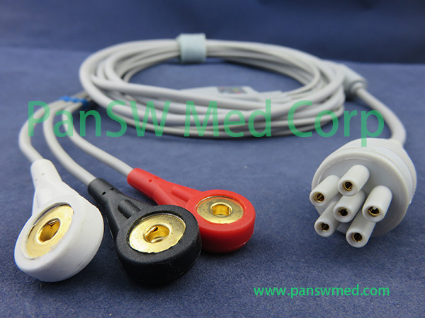 Compatible Colin BP 88S ECG CABLE 3leads AHA Snap – PanswMed