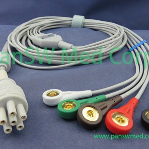 Compatible Colin BP 88S ECG CABLE 5leads AHA Snap – PanswMed