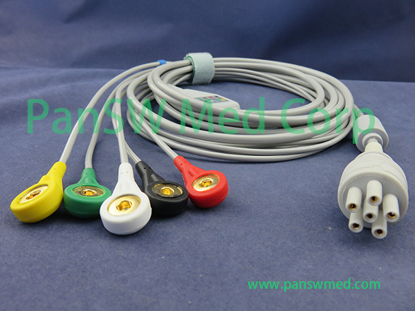 Compatible Colin BP 88S ECG CABLE 5leads IEC Snap – PanswMed