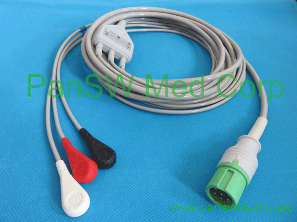Compatible Contec Ecg Cable 3leads AHA Snap – PanswMed