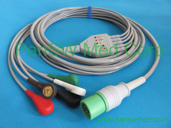 Compatible Contec Ecg Cable New Connector AHA Color Snap 5leads – PanswMed