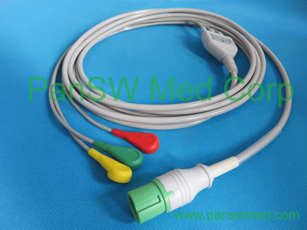 Compatible Contec Ecg Cable New Connector IEC Color Snap 3leads – PanswMed