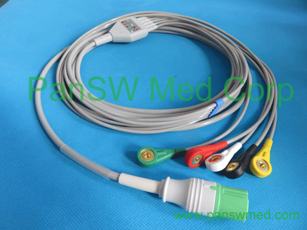 Compatible Contec Ecg Cable New Connector IEC Color Snap 5leads – PanswMed