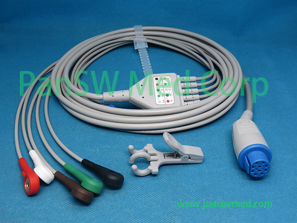 Compatible Datex Ohmeda 545301 HEL ECG Cable 5leads AHA Snap – PanswMed