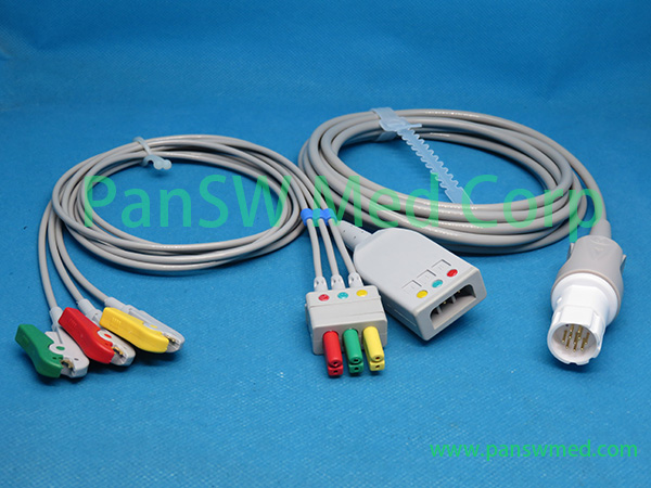 Compatible Dräger PM8060 three-lead ECG cable IEC color - PanSW Medical