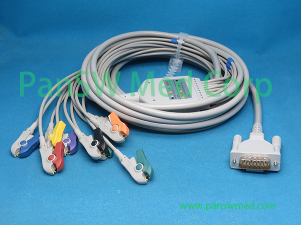 Compatible 12-lead ECG cable for Schiller AHA clip