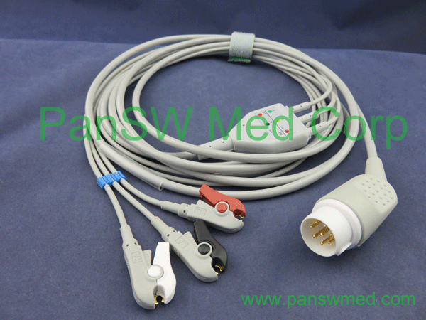 Compatible HP M1733A M1735A 3-lead defibrillation patient monitor ECG cable withleadwire