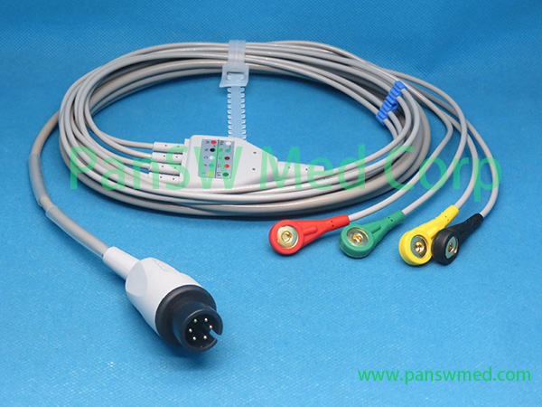 Compatible ECG Cable For IVY Medical 4 Leads Snap IEC 1 - PanswMed