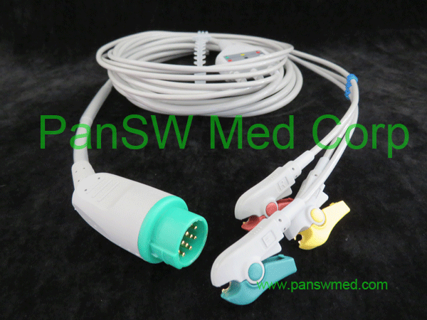 Compatible ECG cable for Kontron IEC color clip 3 leads