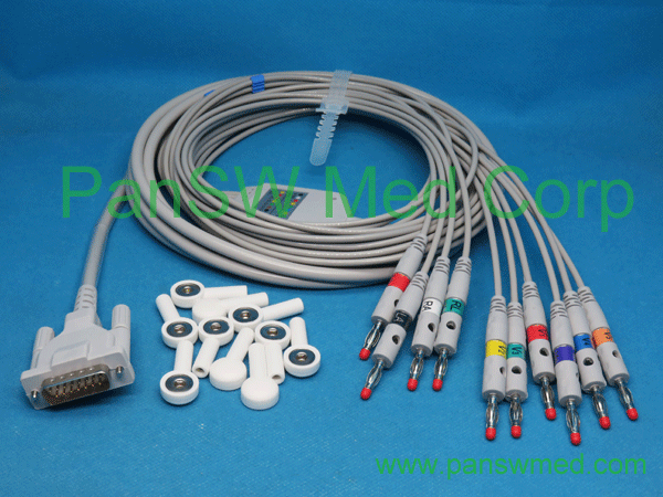 Compatible ECG Cable for Schiller AHA color with banana to snap adapter (2)