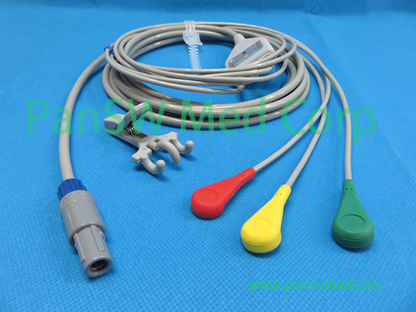 Compatible ECG cable for Innomed 3 leads IEC snap