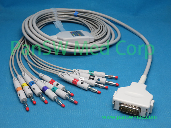 Compatible Fukuda Denshi 10-Lead / 12-Lead EKG Cable electrode-end view