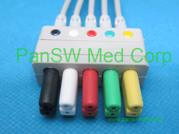 Compatible Siemens Dräger ECG leads IEC color 5-lead snap - PanSW Medical