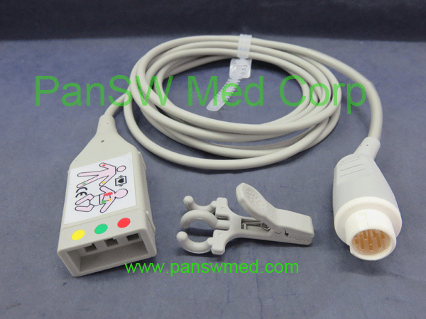 Compatible Philips ECG trunk cable 3 leads IEC color