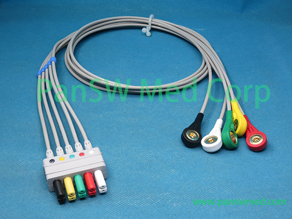 Compatible EL6502B 0010 30 42736 ECG Leads 5leads IEC Snap - PanswMed