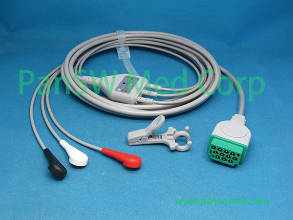 Compatible GE ECG Cable 2021141 002 3leads AHA Snap - PanswMed