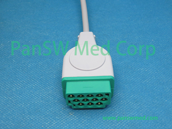 Compatible GE Marquette Dash / Solar / Eagle series one piece 3-lead ECG cable with leadwire