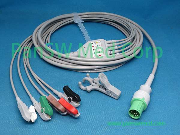 Compatible GE Medical Hellige Cardiocserv ECG Cable 5leads AHA Clip - PanswMed