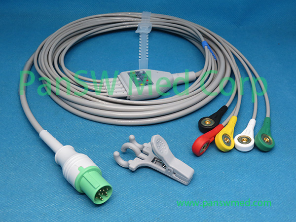 Compatible GE Medical Hellige Cardioserv ECG Cable 5leads IEC Snap – PanswMed