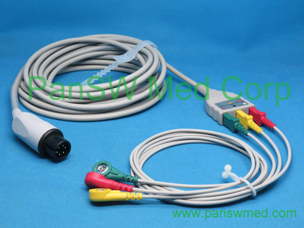 Compatible LL ECG Trunk Cable Leads IEC Color 3leads Snap (2) – Pan-SWMed