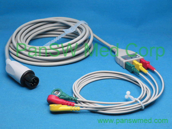 Compatible LL ECG Trunk Cable Leads IEC Color 3leads Snap (5) – Pan-SWMed