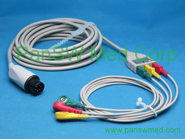 Compatible LL ECG Trunk Cable Leads IEC Color 3leads Snap – Pan-SWMed