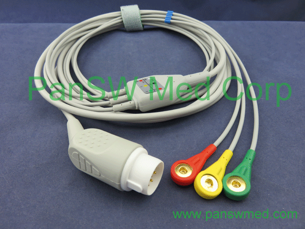 Compatible HP M1733A M1735A 3-lead defibrillation patient monitor ECG cable withleadwire