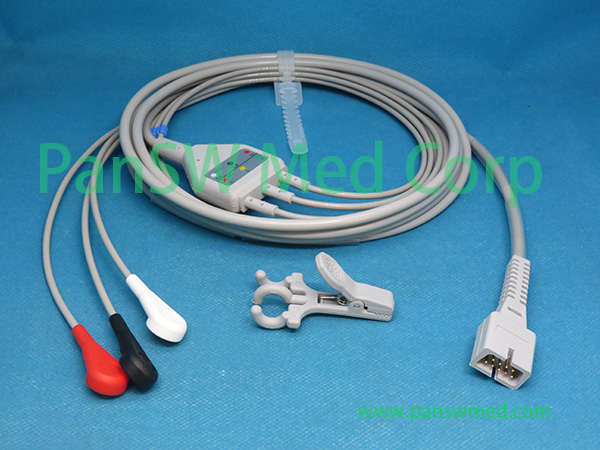 Compatible MEK ECG Cable 3leads AHA Snap - PanswMed