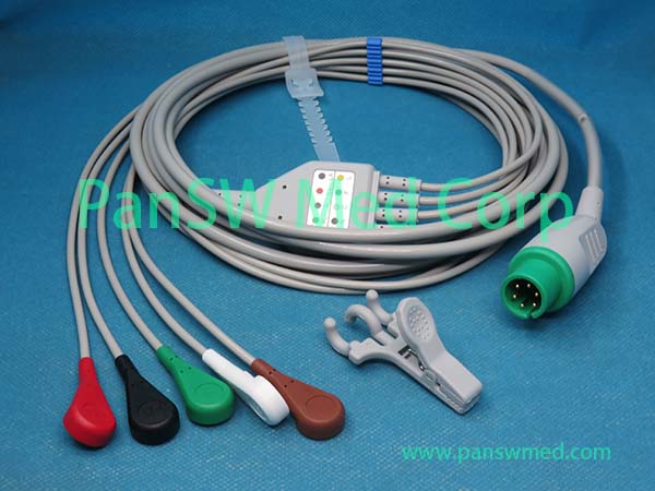 Compatible MEK MP 700 ECG Cable 5leads AHA Snap – PanswMed