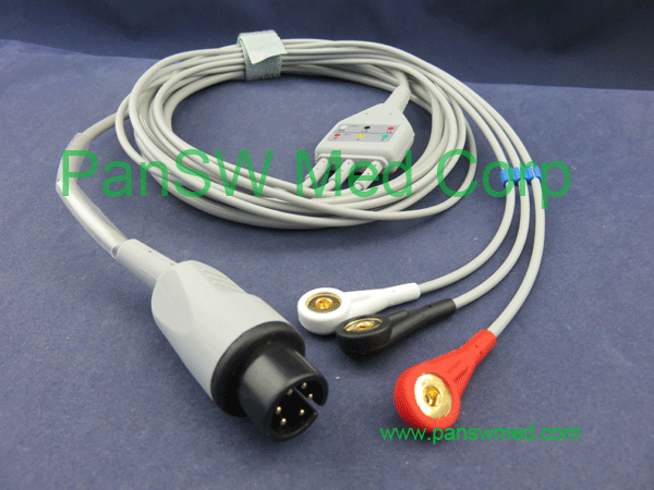 Compatible Mindray ECG Cable 3 Leads AHA Snap - PanswMed