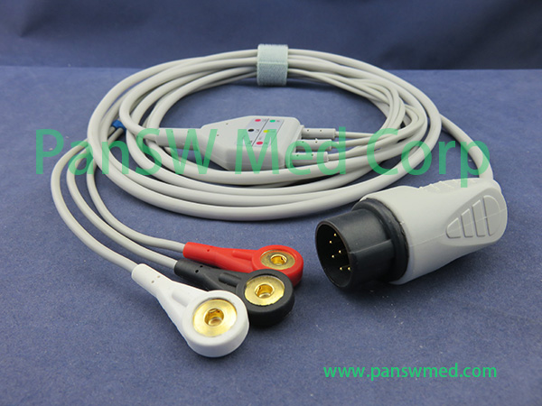 Compatible Nihon Kohden Cardiolife 5000 6000 8000 Ecg Cable 3leads AHA Snap – PanswMed