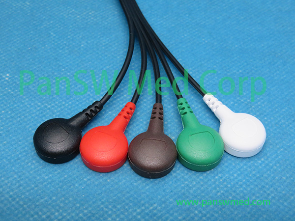 Compatible Philips M4725A Holter Cable AHA color snap