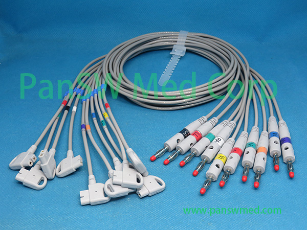 Compatible Philips Trim 989803129161 ECG Leads AHA Banana - PanswMed