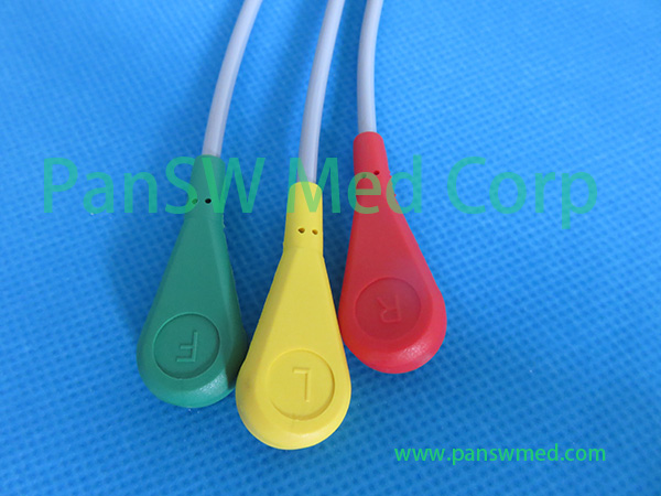Compatible Sadaat ECG Cable Heyer Neptune 3leads IEC Snap (2) – Pan-SWMed