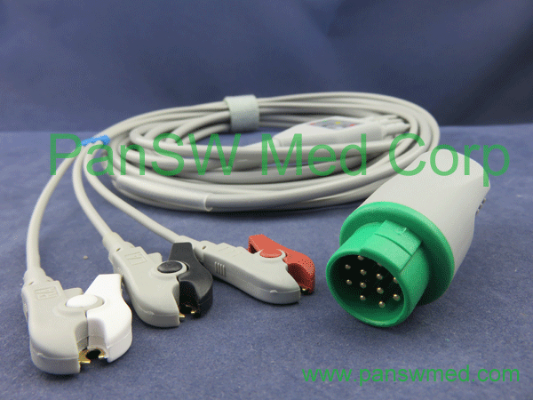 Compatible Schiller ECG cable 3leads AHA clip – Pan-SW Med