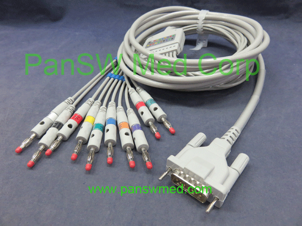 Compatible Schiller ECG Cable 10-lead Long Screw AHA Color Banana – PanswMed