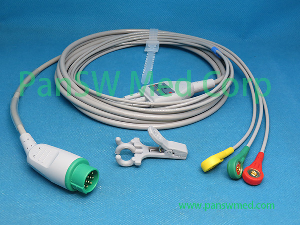 compatible Schiller bruker Kontron ECG cable 3leads IEC snap – PanswMed