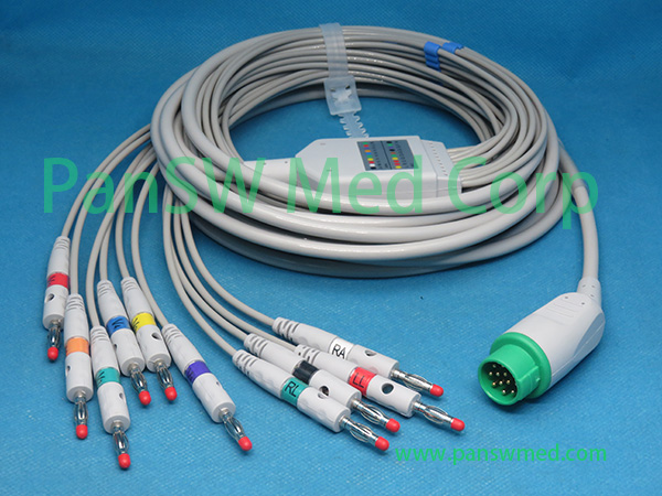 Compatible Schiller Defigard 5000 10-Lead ECG Cable configuration image