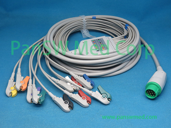 Compatible Schiller Defigard ECG Cable Ten Leads AHA Clip - PanswMed